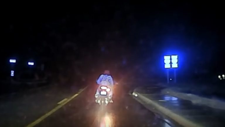 Motorcycle Rider Learns Wet Pavement Is Bad For Fleeing Police