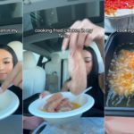 Tesla Owner Prepares Meals In Her Car