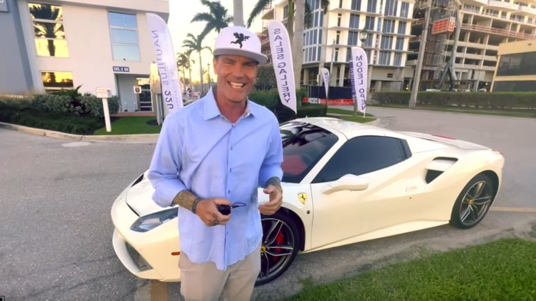 Vanilla Ice Drives A White Ferrari