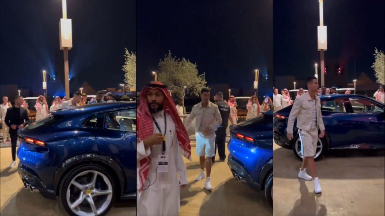 Cristiano Ronaldo Rolls Up To Boxing Match In Ferrari Purosangue