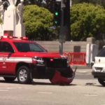 Fire Battalion Truck Collides With A Volkswagen In Los Angeles