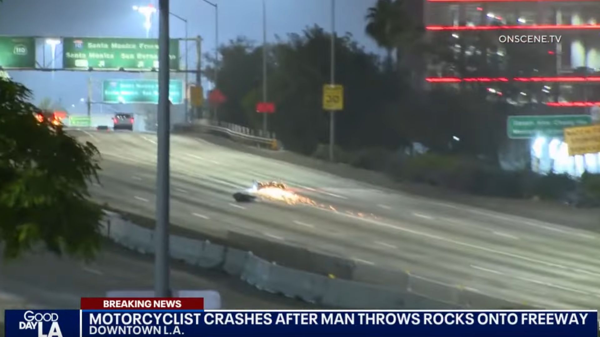 Motorcyclist Crashes After California Man Throws Rocks Onto Freeway