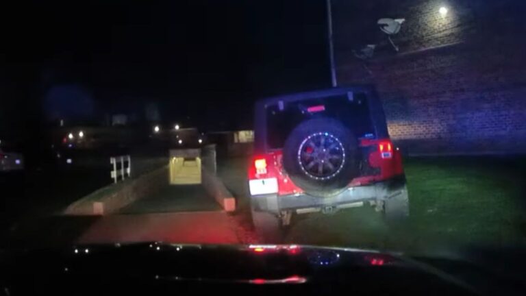 Jeep Wrangler Goes Off-Road Running From Police