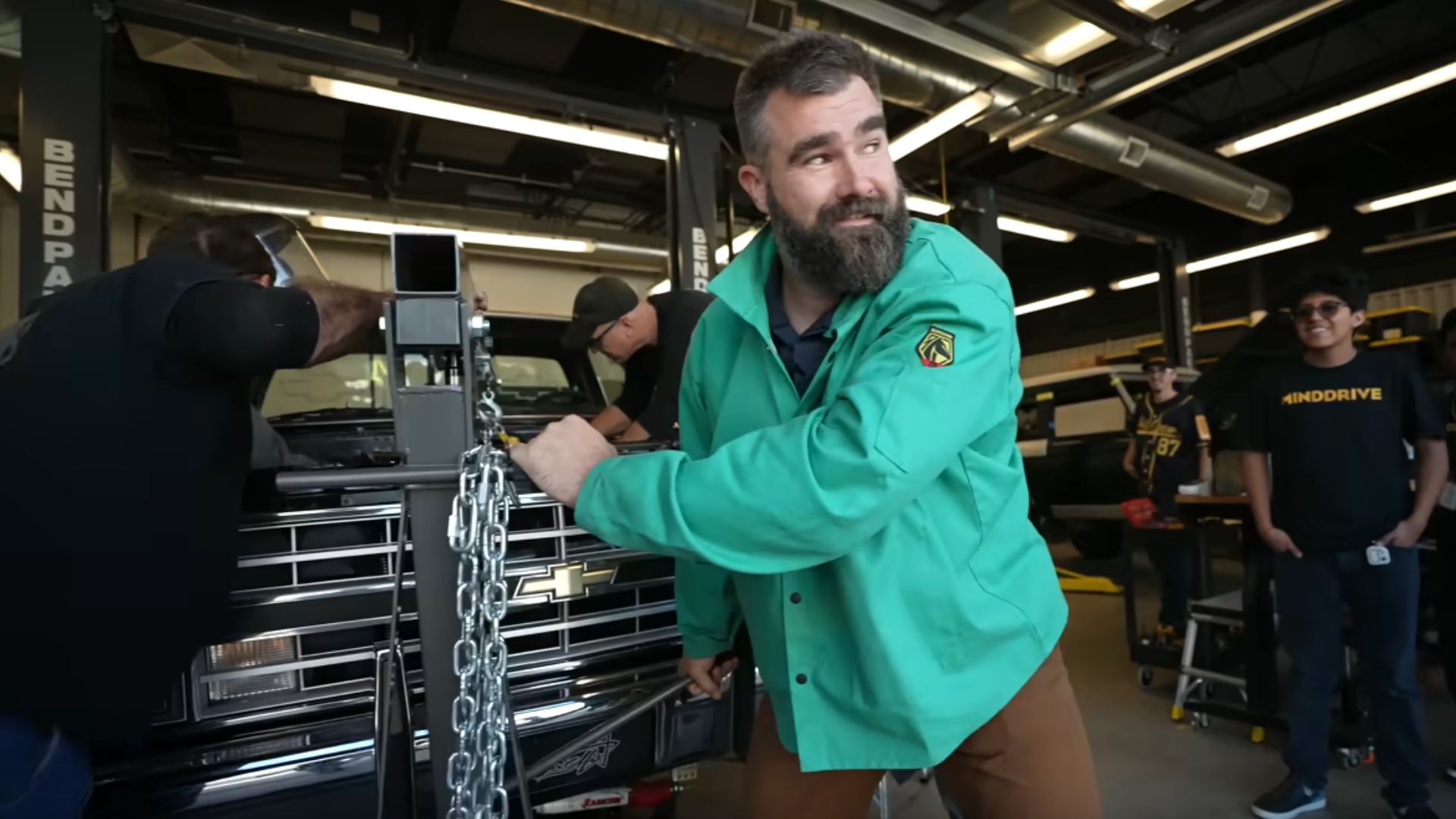Jason Kelce Lets Teens EV Swap His Chevy K10