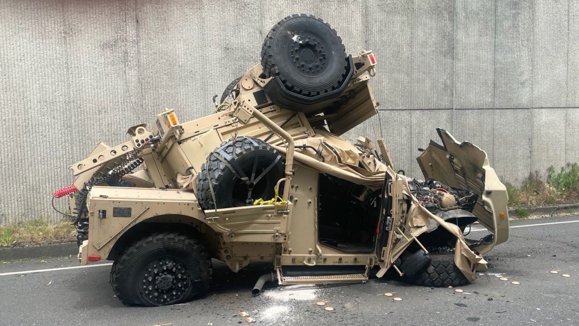 Military JLTV Crashes Epically In Seattle Area
