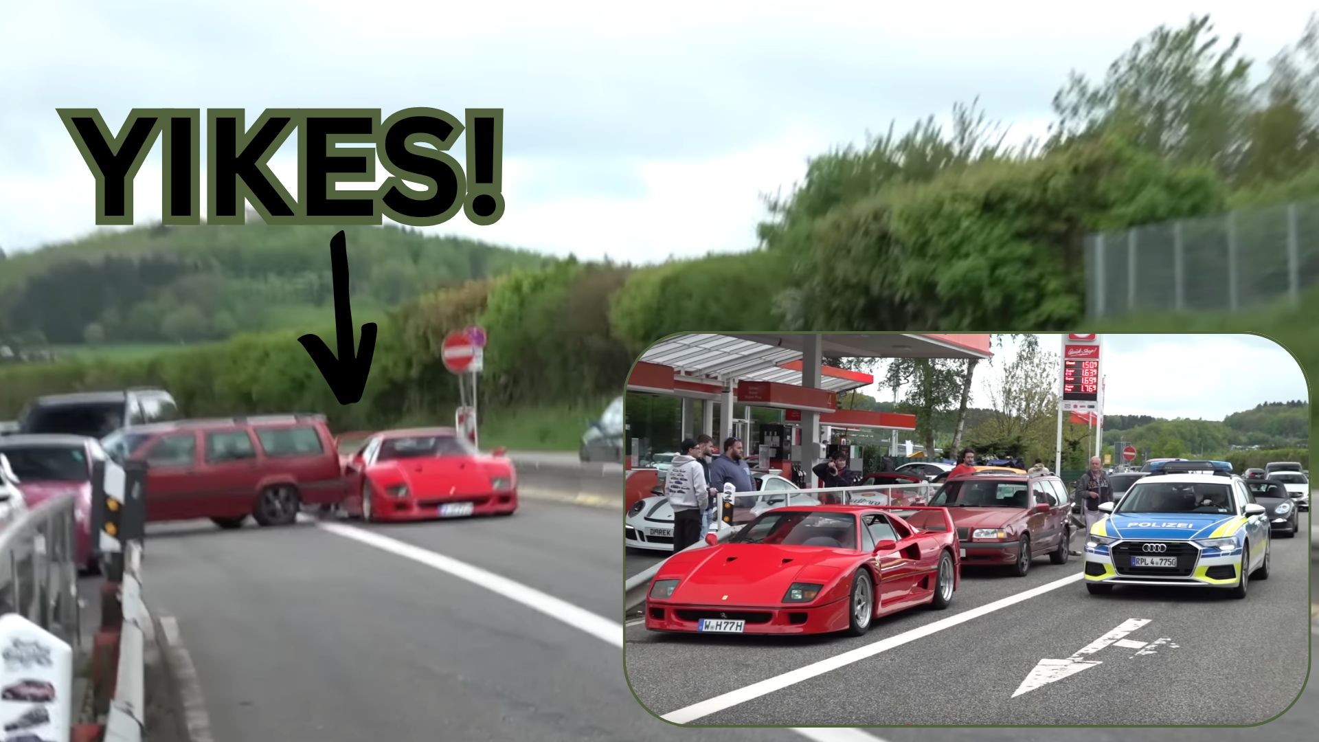 Old Volvo Wagon Crashes Into A Ferrari F40