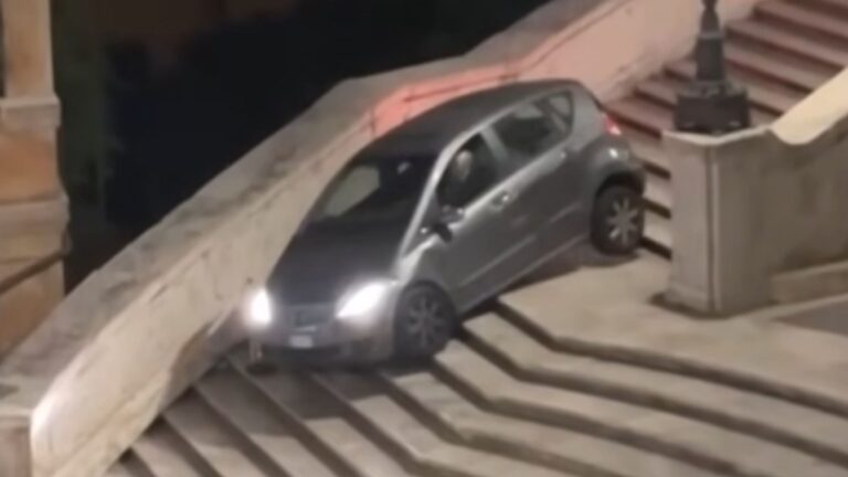 Old Man Takes Odd Driving Shortcut In Rome