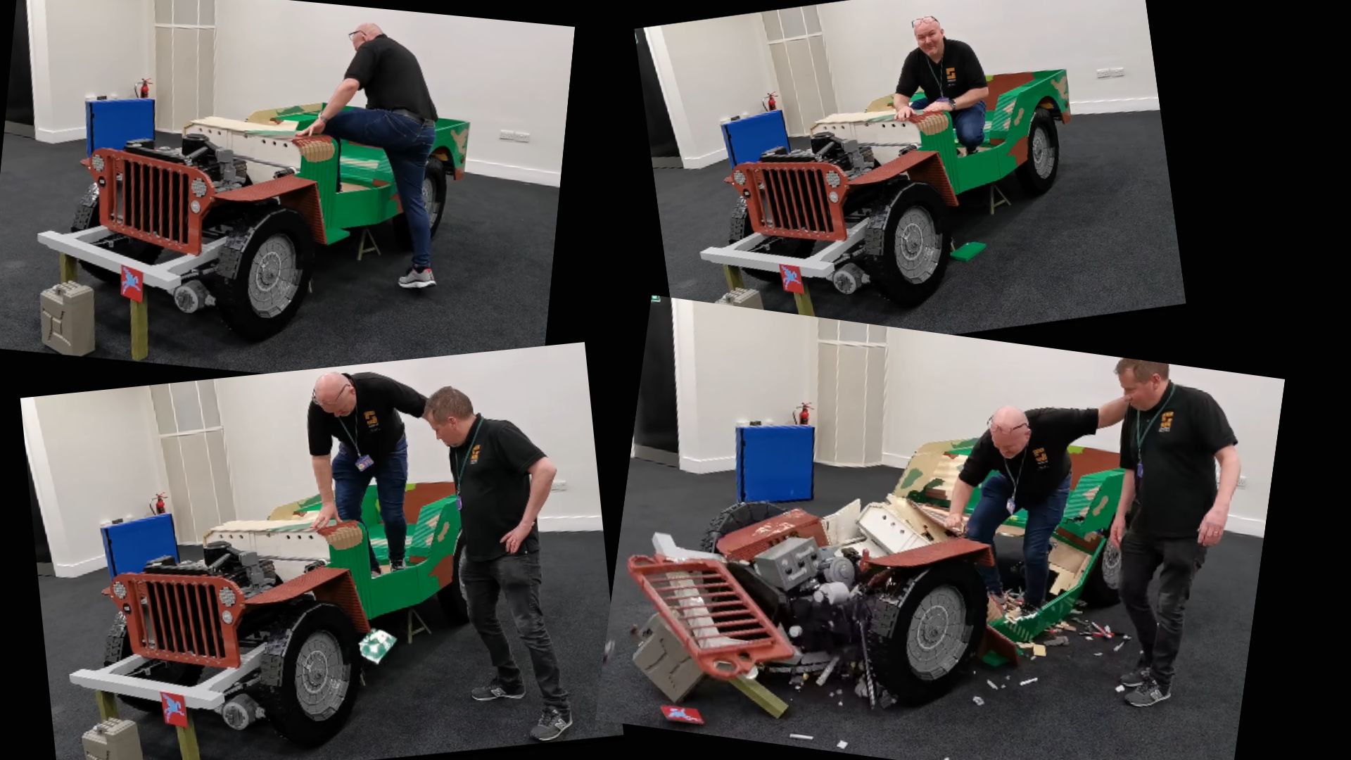 Guy Breaks A Lifesize Lego Jeep