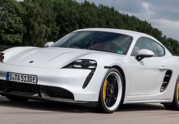 Studio shot of a modern Porsche sports car