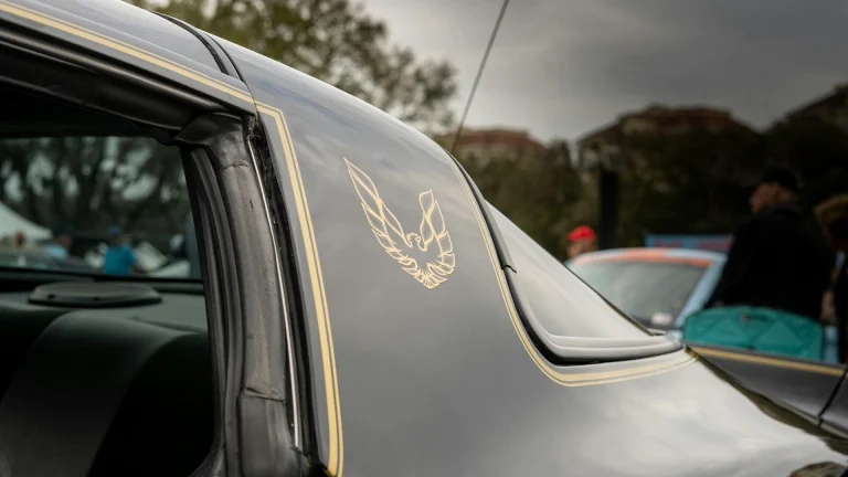 a close up of a car with a sticker on it