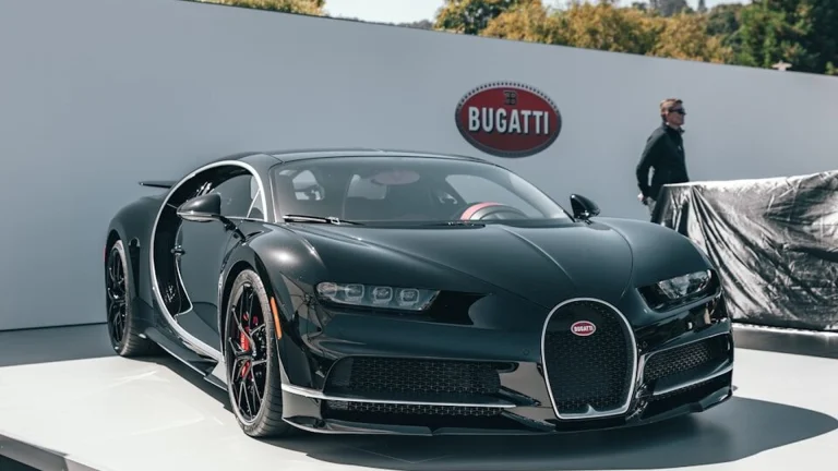 black and gray Bucatti sports car