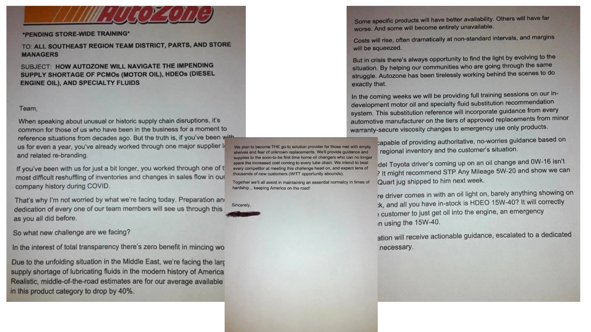 autozone memo