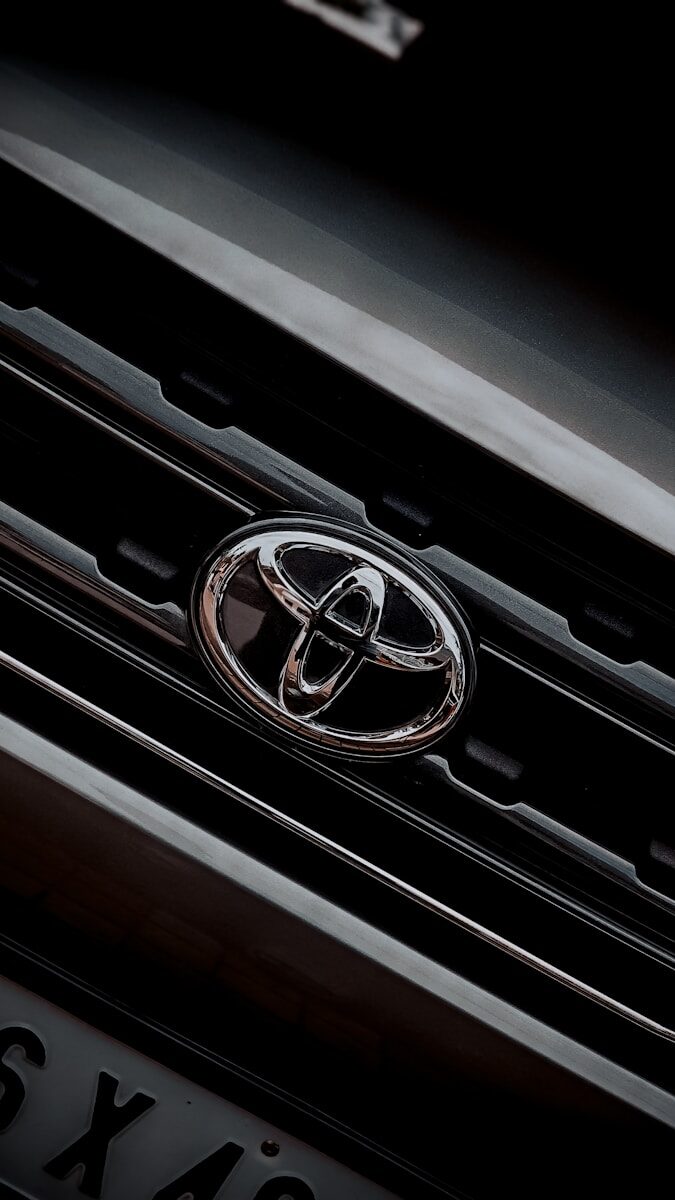 a close up of a car's headlight