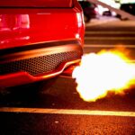red car blowing turbo