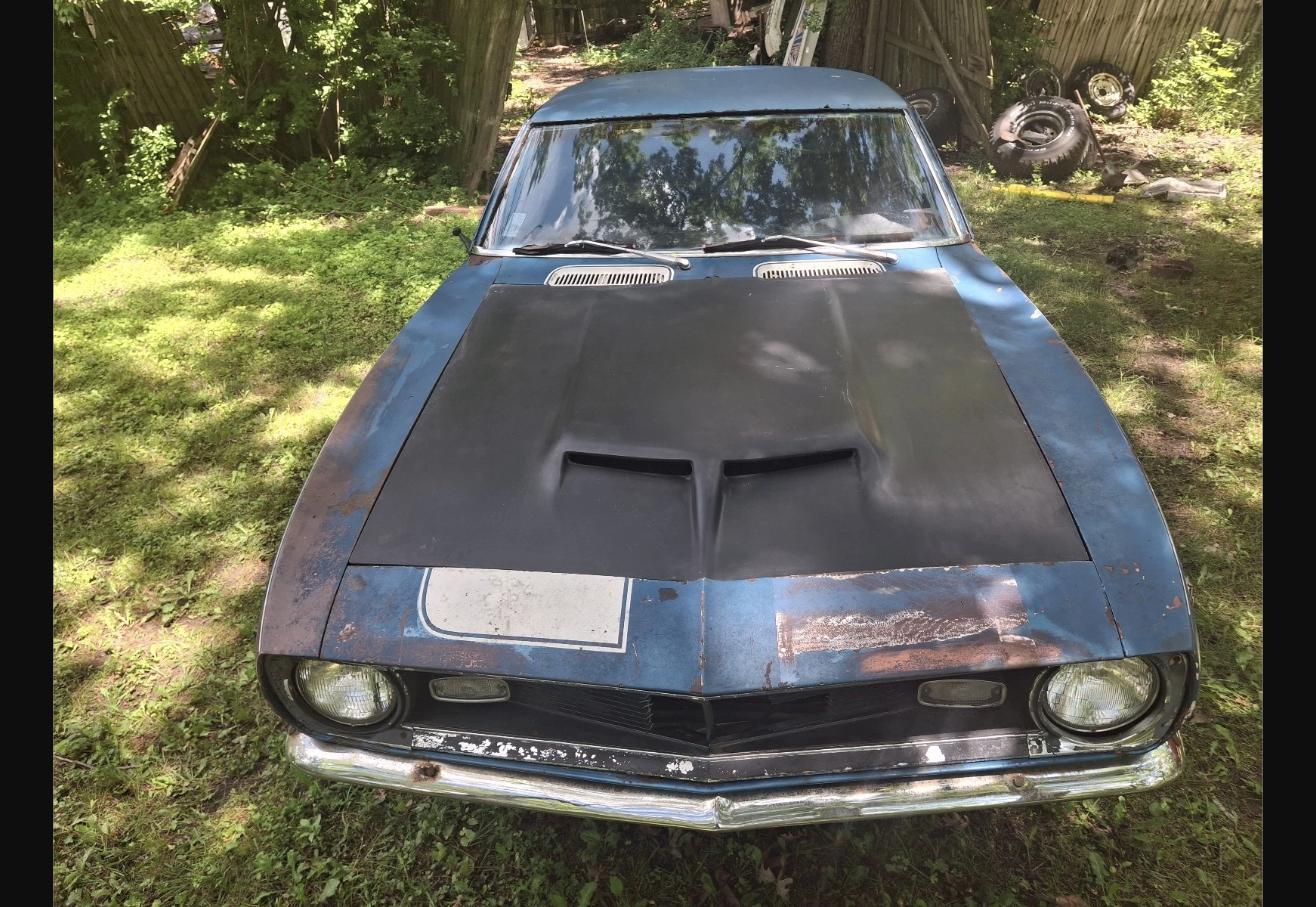 1968 Chevrolet Camaro restomod project car front view, from eBay listing by seller tkk0522