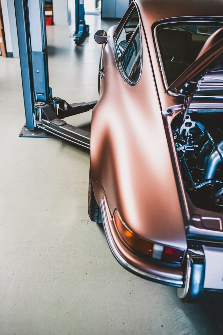 brown car in a garage