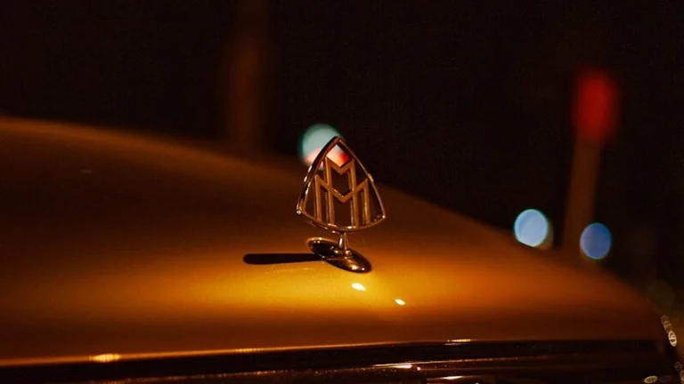 a close up of the hood ornament of a car