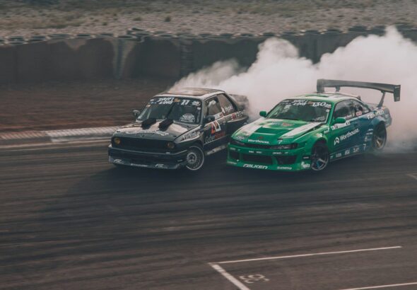 racing black and green sports car