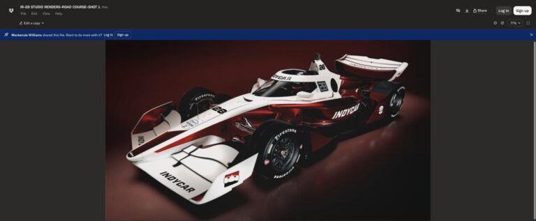 Official IndyCar rendering of the 2028 IR-28 race car in road course specification