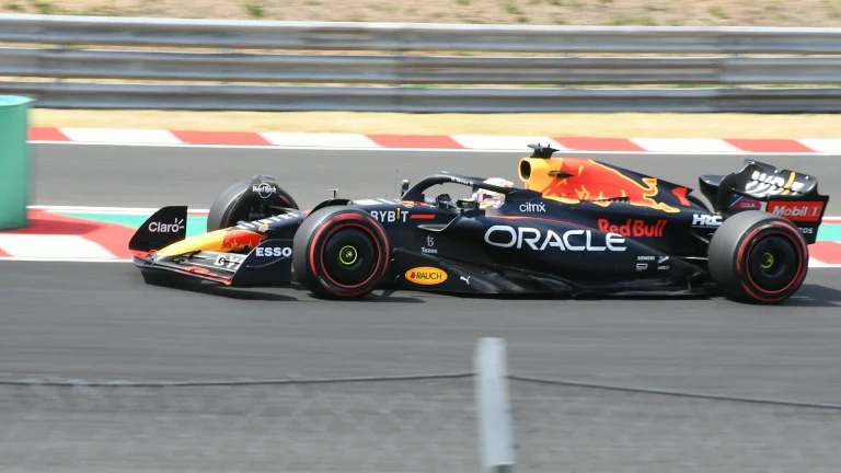a red bull racing car on a race track