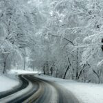 Icy road after a heavy snowfall