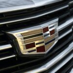 a close up of a car's grill
