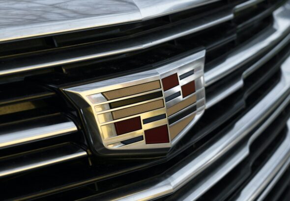 a close up of a car's grill