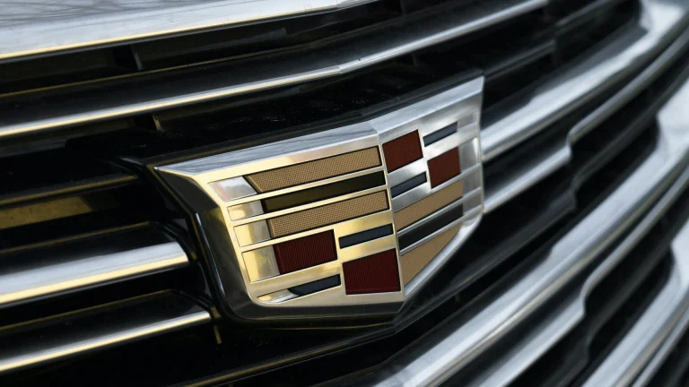 a close up of a car's grill