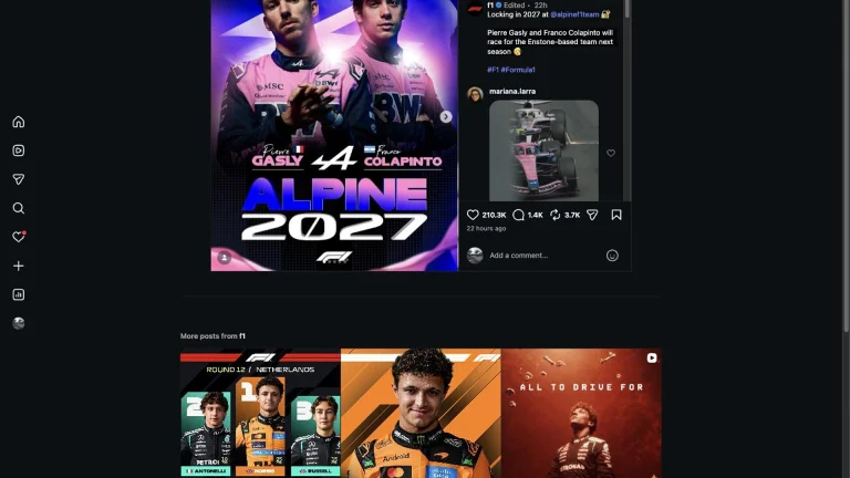Official Alpine F1 Team graphic confirming Pierre Gasly and Franco Colapinto as the team's 2027 Formula 1 drivers