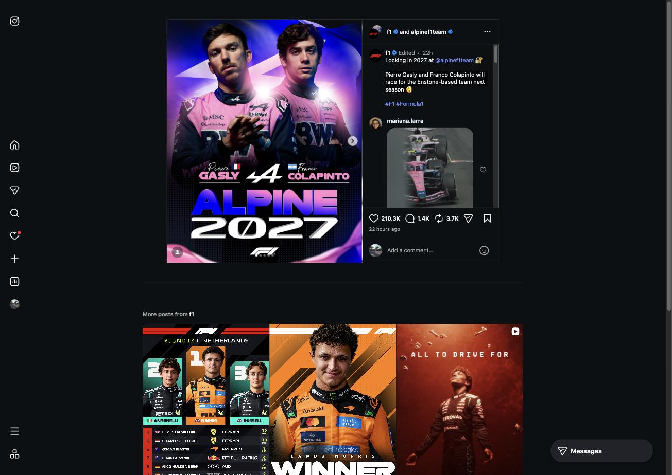 Official Alpine F1 Team graphic confirming Pierre Gasly and Franco Colapinto as the team's 2027 Formula 1 drivers
