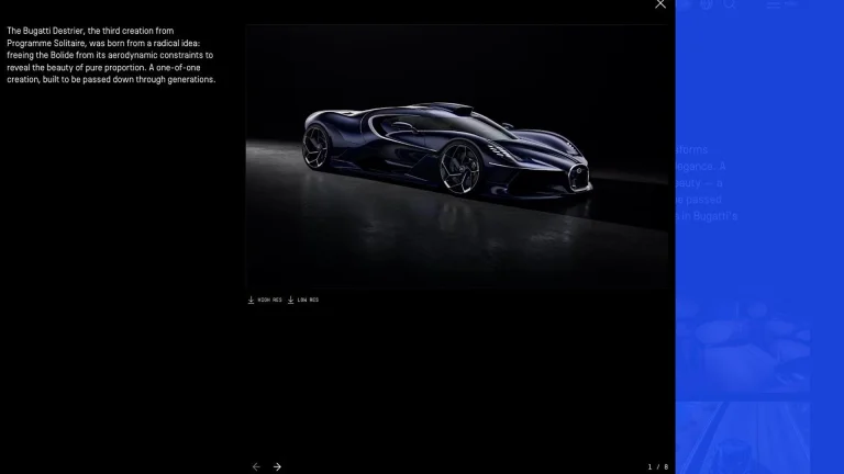 Bugatti Destrier, the one-off Programme Solitaire car built on the Bolide's chassis