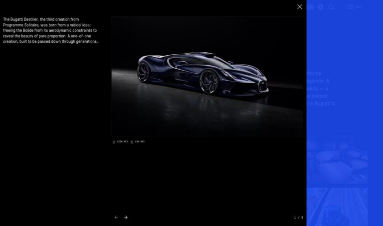 Bugatti Destrier, the one-off Programme Solitaire car built on the Bolide's chassis
