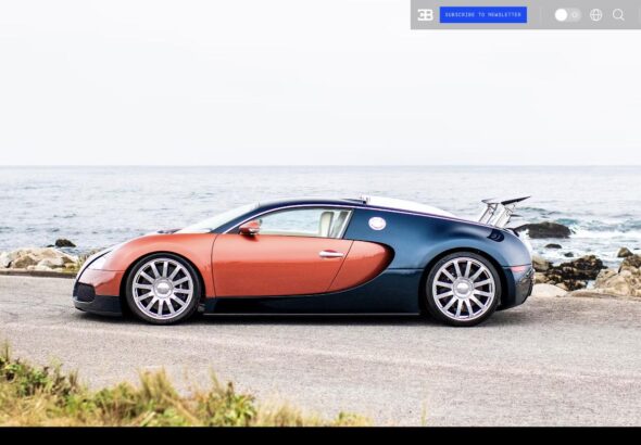 Bugatti La Maison Pur Sang Veyron 20 Years one-off restoration parked oceanside