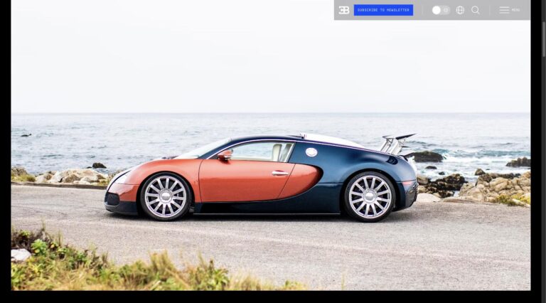Bugatti La Maison Pur Sang Veyron 20 Years one-off restoration parked oceanside