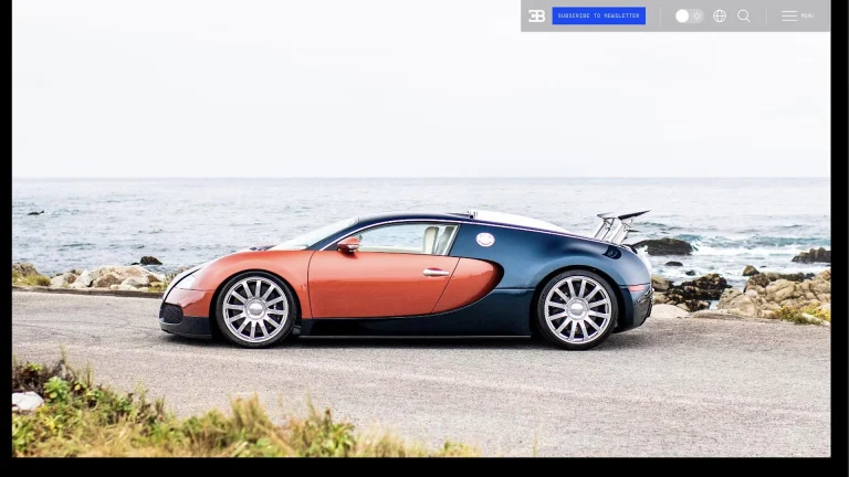 Bugatti La Maison Pur Sang Veyron 20 Years one-off restoration parked oceanside