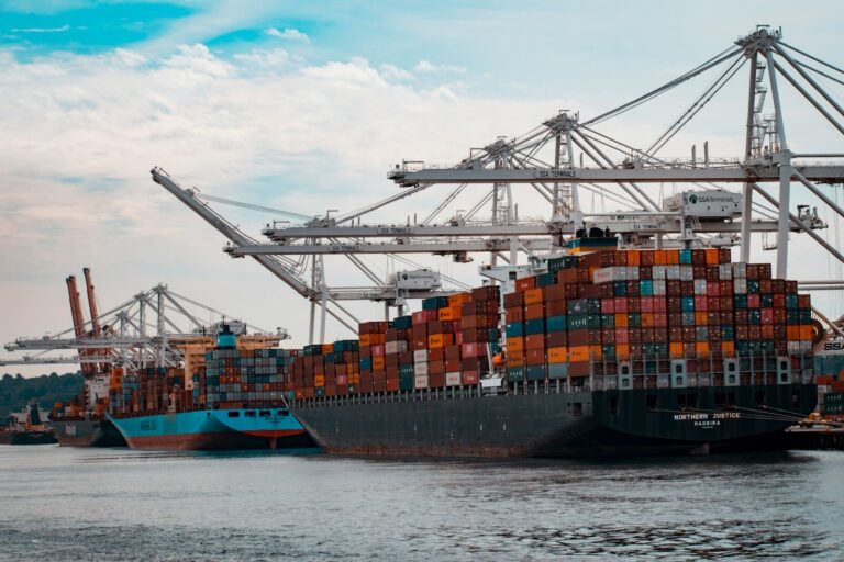 Shipping containers stacked at a U.S. seaport, similar to those CBP officers screen for stolen vehicle exports