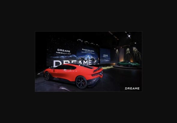 Dreame Nebula NEXT 01 JET Edition rocket-boosted hypercars on stage at DREAME NEXT in San Francisco
