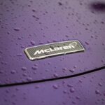 a close up of the emblem on a purple car