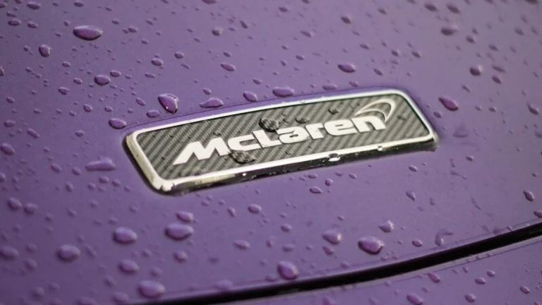 a close up of the emblem on a purple car