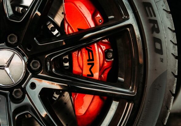 black and red car wheel