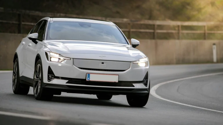 Electric sedan on the road, representative of the Xiaomi SU7 EV segment