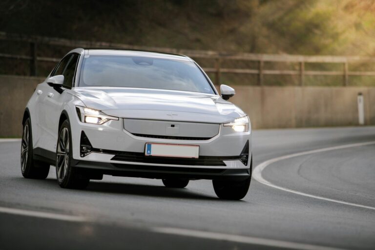 Electric sedan on the road, representative of the Xiaomi SU7 EV segment