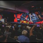 1996 McLaren F1 GTR on the auction stage at RM Sotheby's Monterey 2026 sale, where it sold for $34,655,000