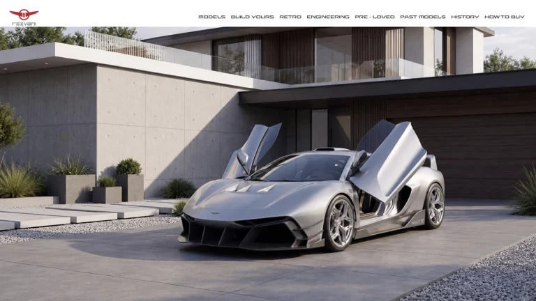 Rezvani Beast X, a heavily modified Corvette-based hypercar with scissor doors, parked in a residential driveway