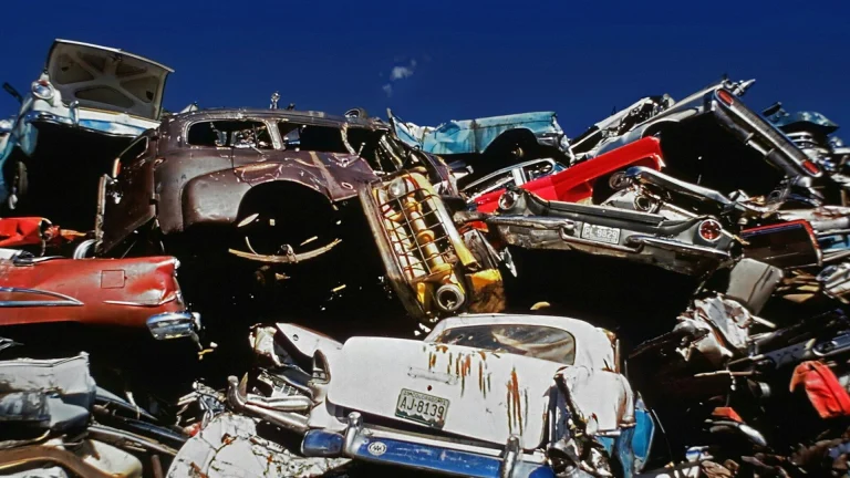 a pile of old cars sitting next to each other