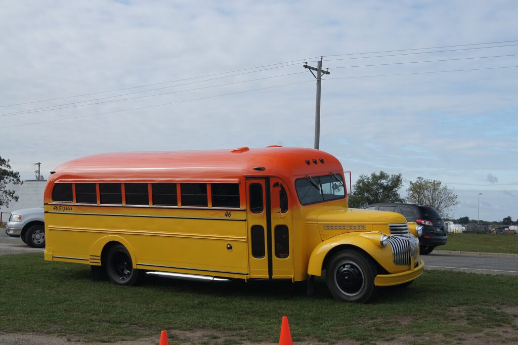1946 Chevrolet school bus restyled as a street rod, called the SoKool Bus