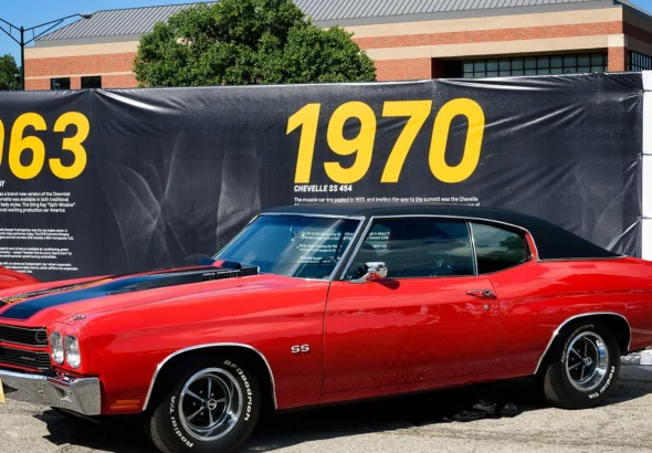 Red 1970 Chevrolet Chevelle SS 454 with black stripes