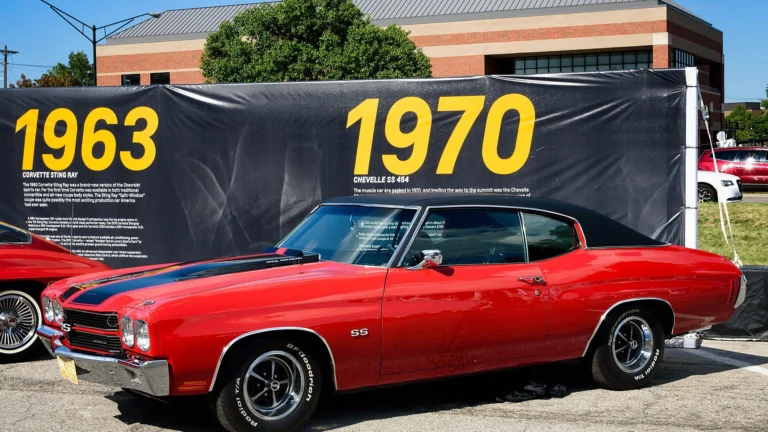Red 1970 Chevrolet Chevelle SS 454 with black stripes