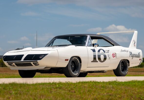 Alpine White 1970 Plymouth Hemi Superbird SCTA land speed racer in its 1970-71 racing livery