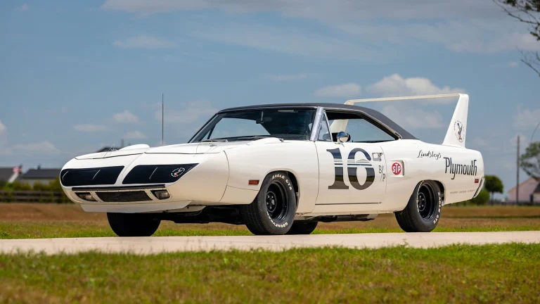 Alpine White 1970 Plymouth Hemi Superbird SCTA land speed racer in its 1970-71 racing livery